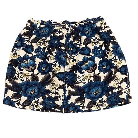 Ann Taylor LOFT Petites Linen-Blend Oversized Floral Mini Skirt Paperbag Waist - Picture 2 of 10